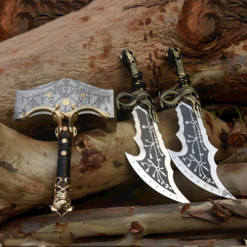 Set of Kratos Blades of Chaos and Thor Mjolnir Hammer