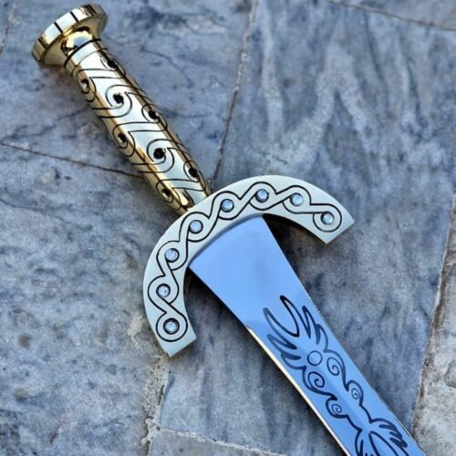 Ornate Brass Handle Steel Sword